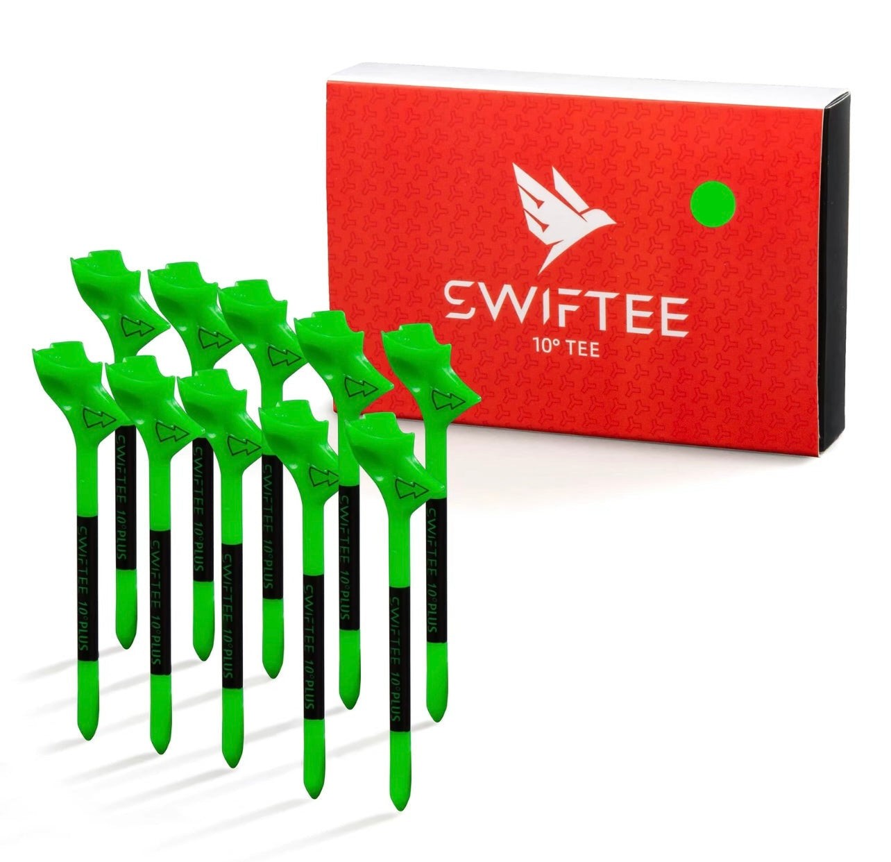 SWIFTEE 10 pack of Green Premium 10 Degree 83mm Golf Tees