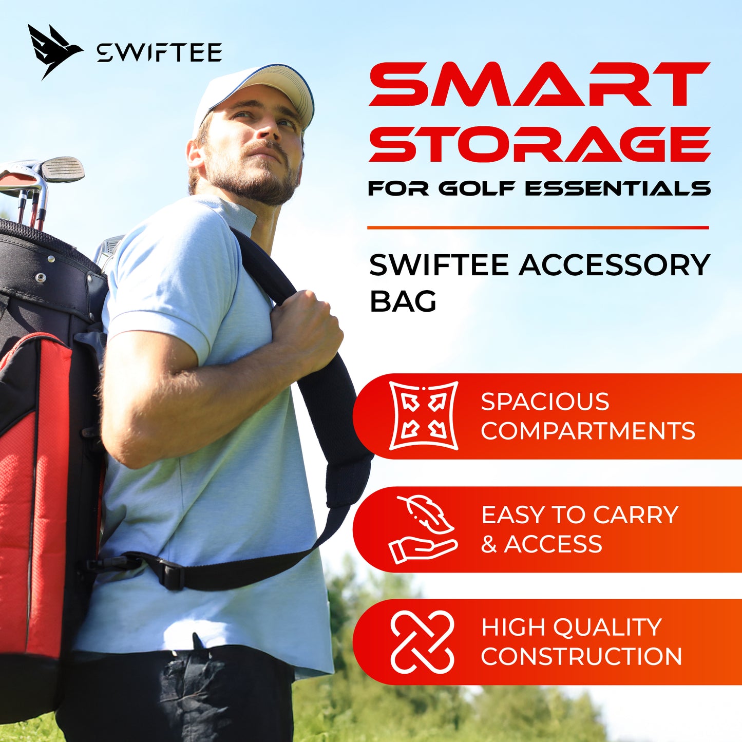SWIFTEE Golf Valuables Pouch with Fleece Lining and Vegan Leather Material for Accessories and Tee Ball Storage