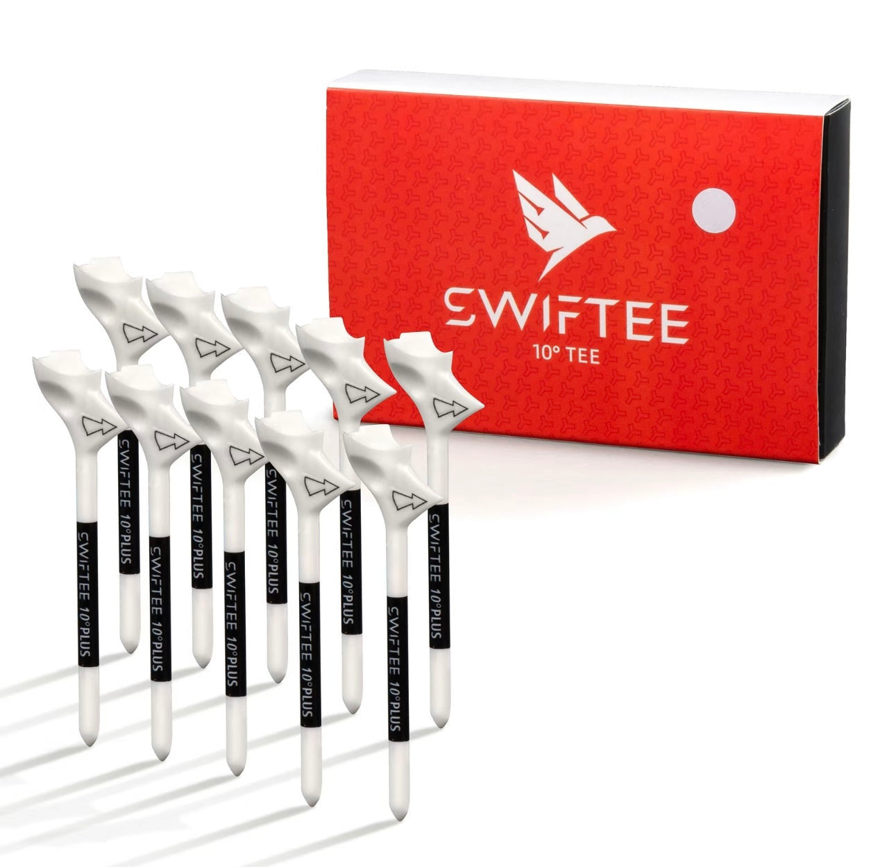 SWIFTEE 10 pack of White Premium 10 Degree 83mm Golf Tees