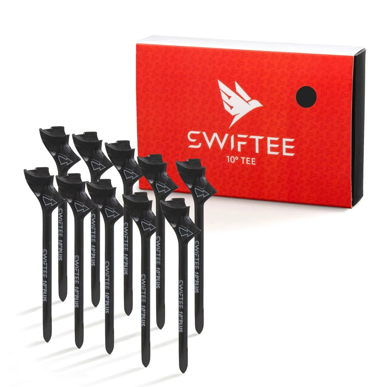 SWIFTEE 10 pack of Black Premium 10 Degree 83mm Golf Tees