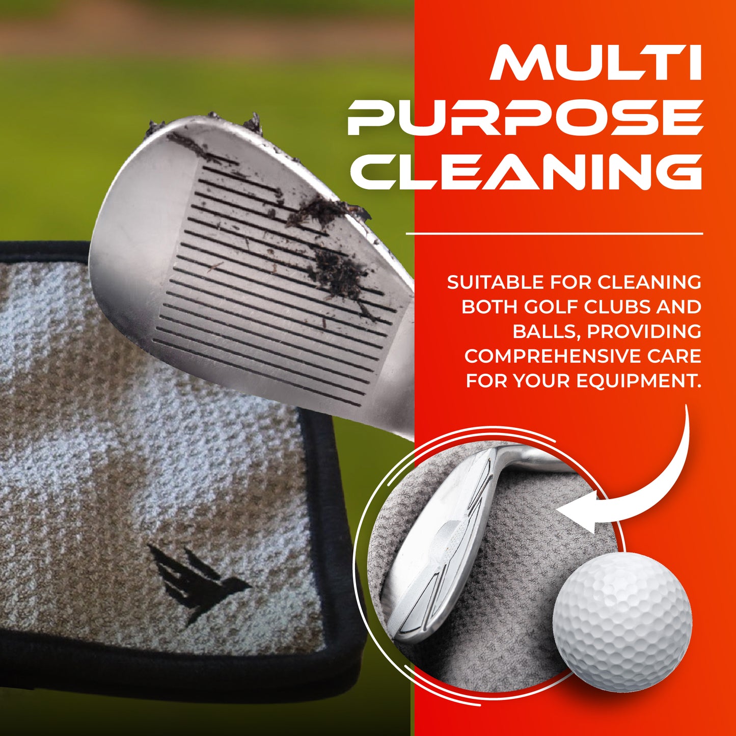 SWIFTEE Golf Pouch Waist Pocket Wet and Dry Liner Ball Towel - With Magnet, Ball Marker and Caribiner Clip