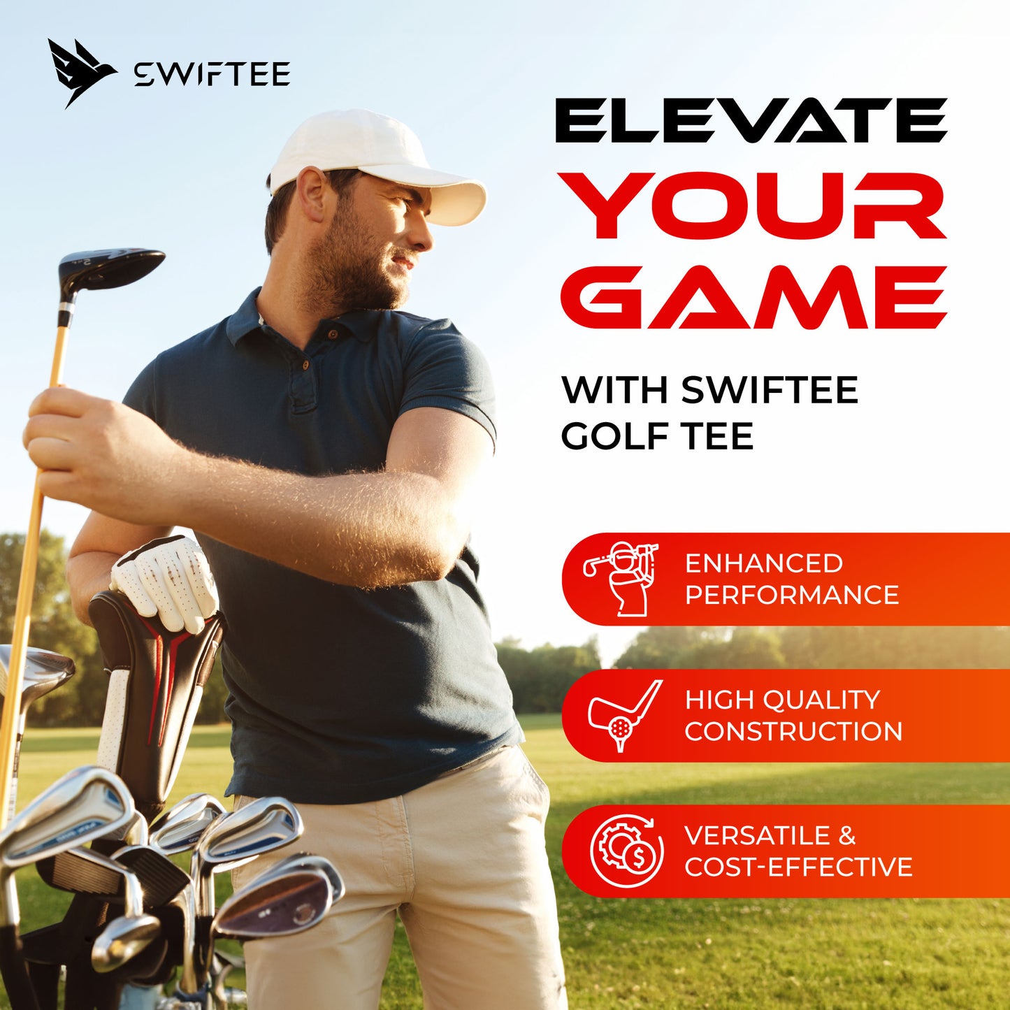 SWIFTEE 10 pack of Green Premium 10 Degree 83mm Golf Tees