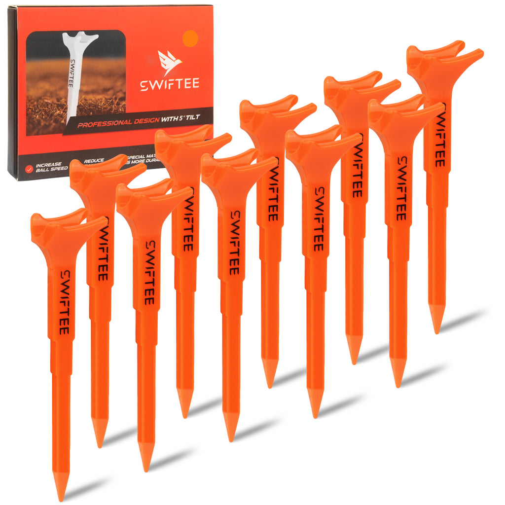 SWIFTEE 5° Degree Premium Golf Tees 80mm – Extra Durable Low-Spin Tees for Longer Distance, Higher Launch & Reduced Slice – 4-Point Support, Precision Angle Design – 10 Pack