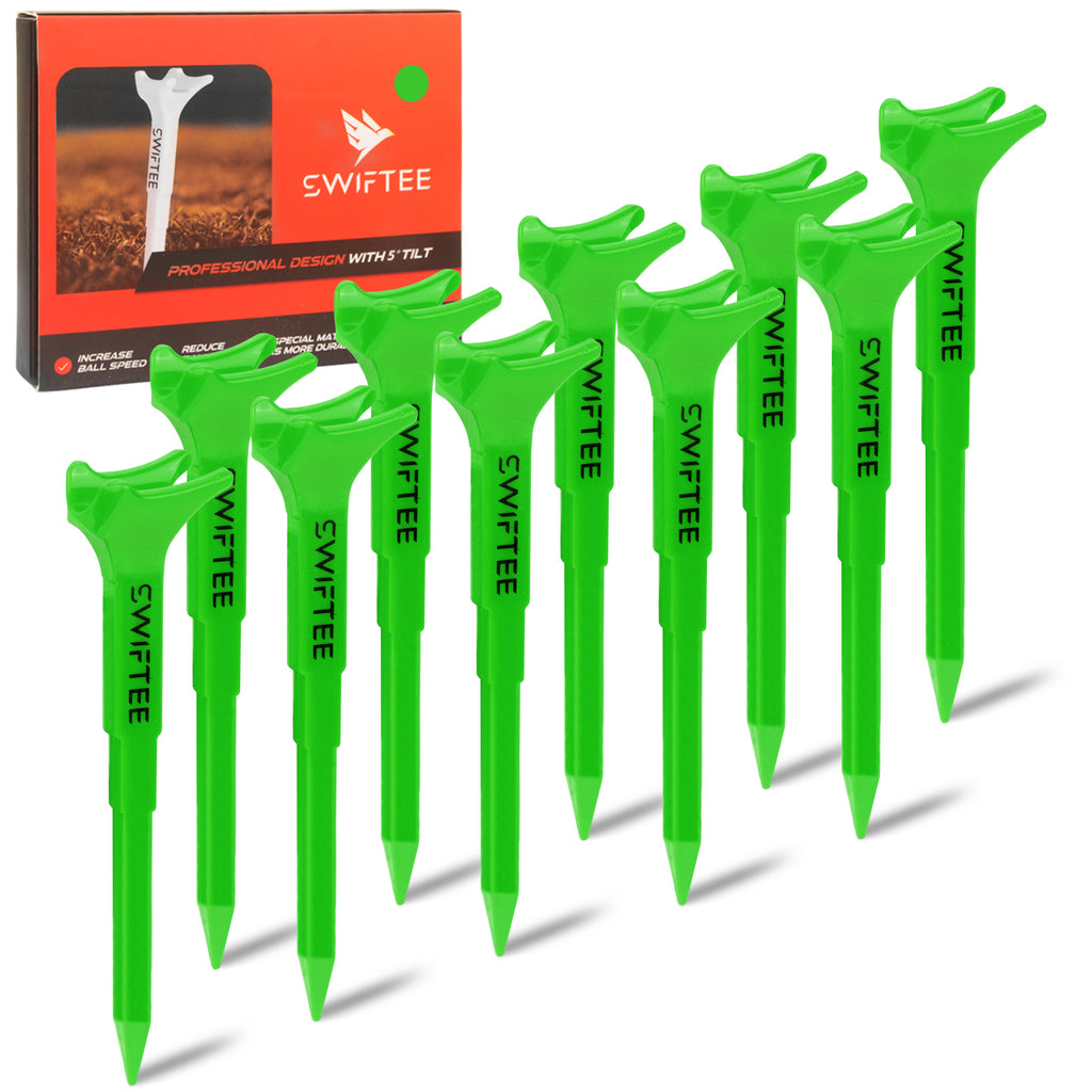 SWIFTEE 5° Degree Premium Golf Tees 80mm – Extra Durable Low-Spin Tees for Longer Distance, Higher Launch & Reduced Slice – 4-Point Support, Precision Angle Design – 10 Pack