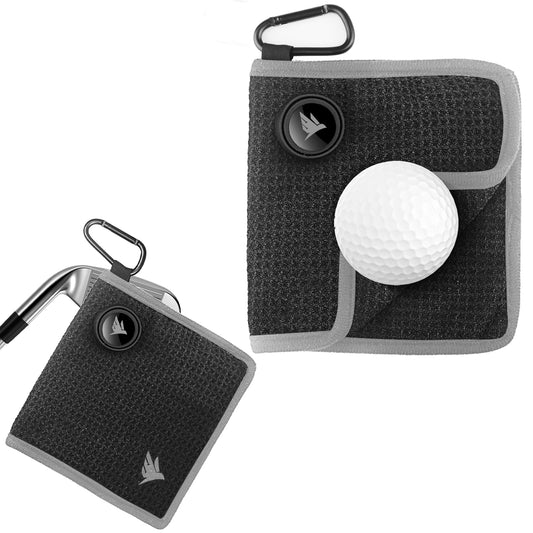 SWIFTEE Golf Pouch Waist Pocket Wet and Dry Liner Ball Towel - With Magnet, Ball Marker and Caribiner Clip