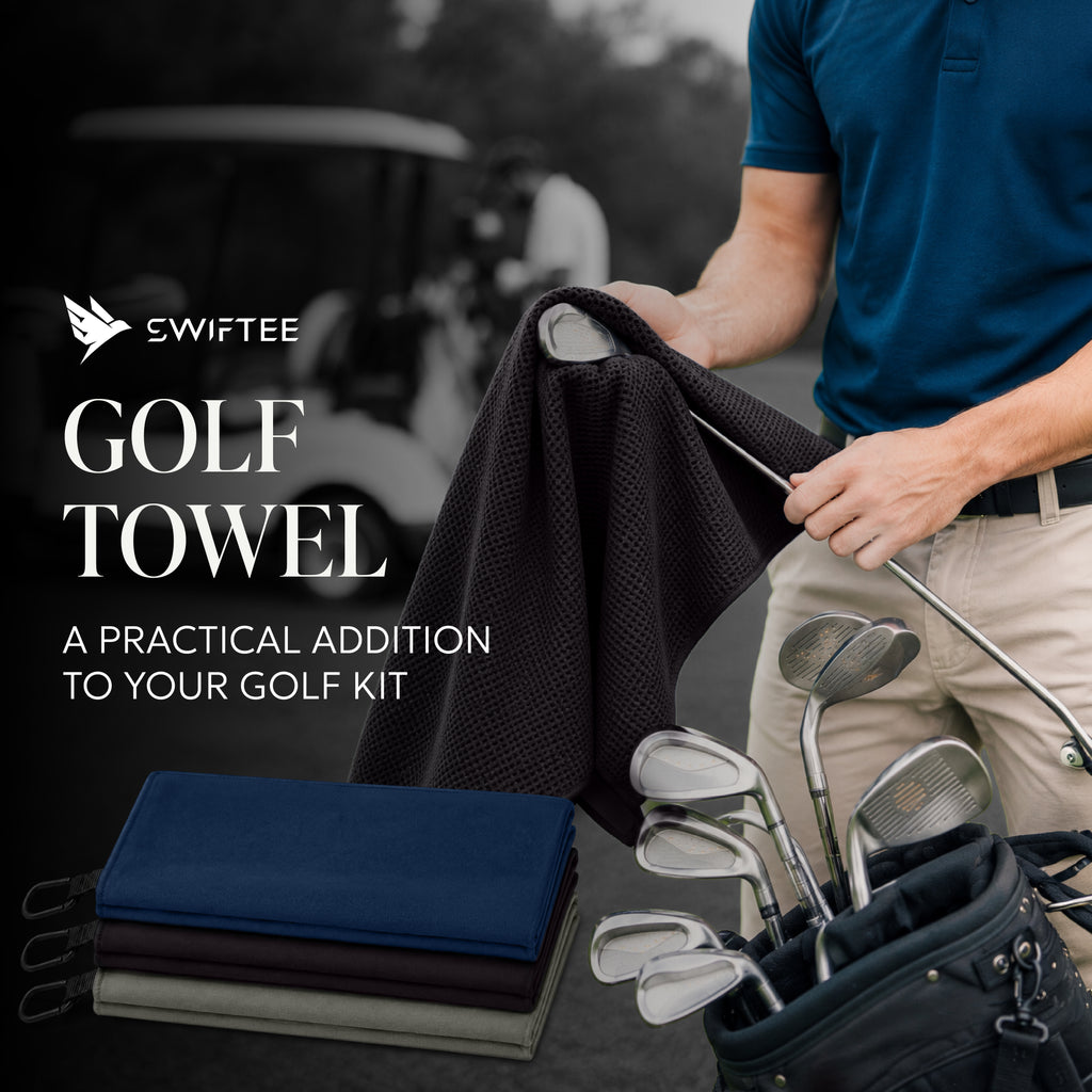 SWIFTEE Golf Towel Bundle – 580 GSM Double-Layer Microfibre Towels with Carabiners
