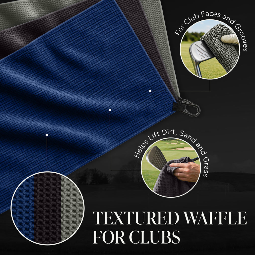 SWIFTEE Golf Towel Bundle – 580 GSM Double-Layer Microfibre Towels with Carabiners