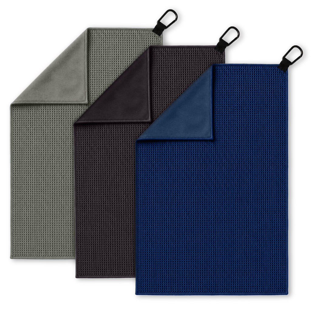 SWIFTEE Golf Towel Bundle – 580 GSM Double-Layer Microfibre Towels with Carabiners