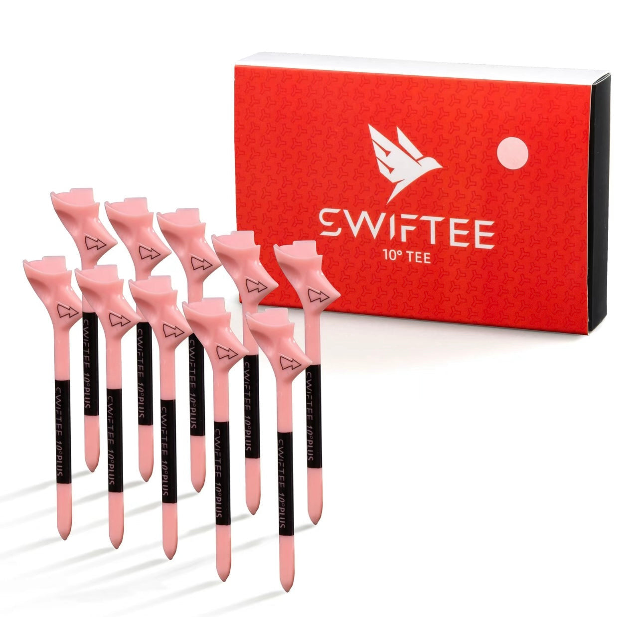SWIFTEE 10 pack of Pink Premium 10 Degree  83mm Golf Tees