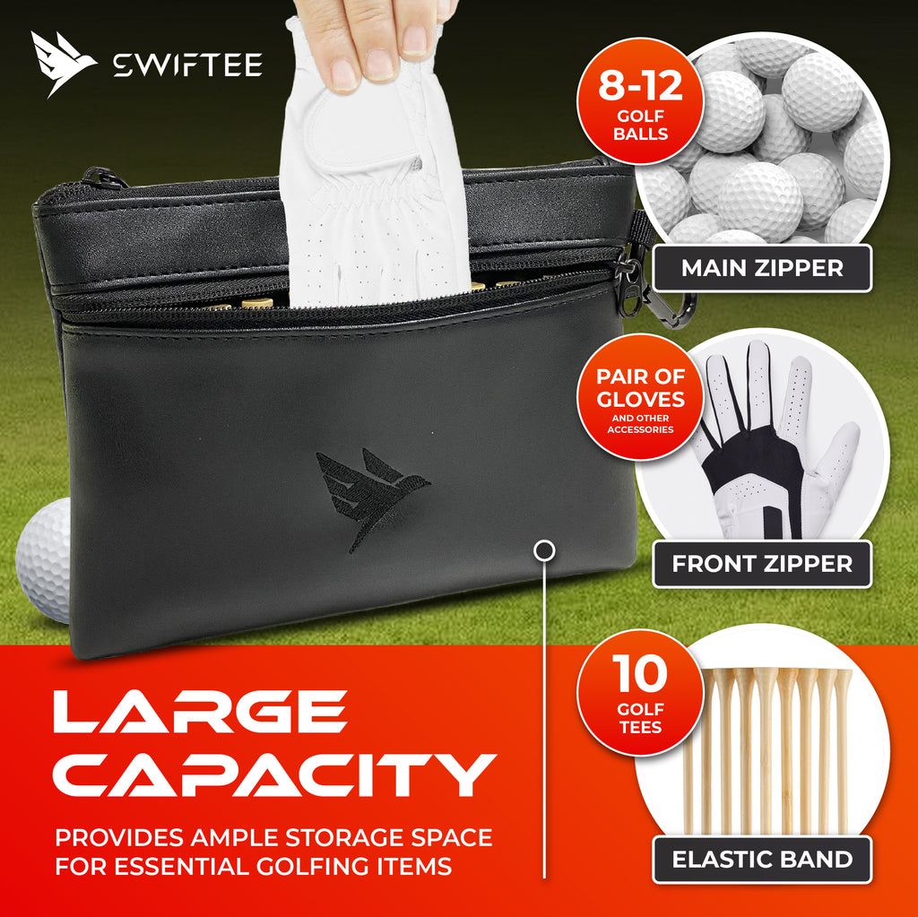 SWIFTEE Golf Valuables Pouch – Fleece Lined Accessory & Tee Storage Bag