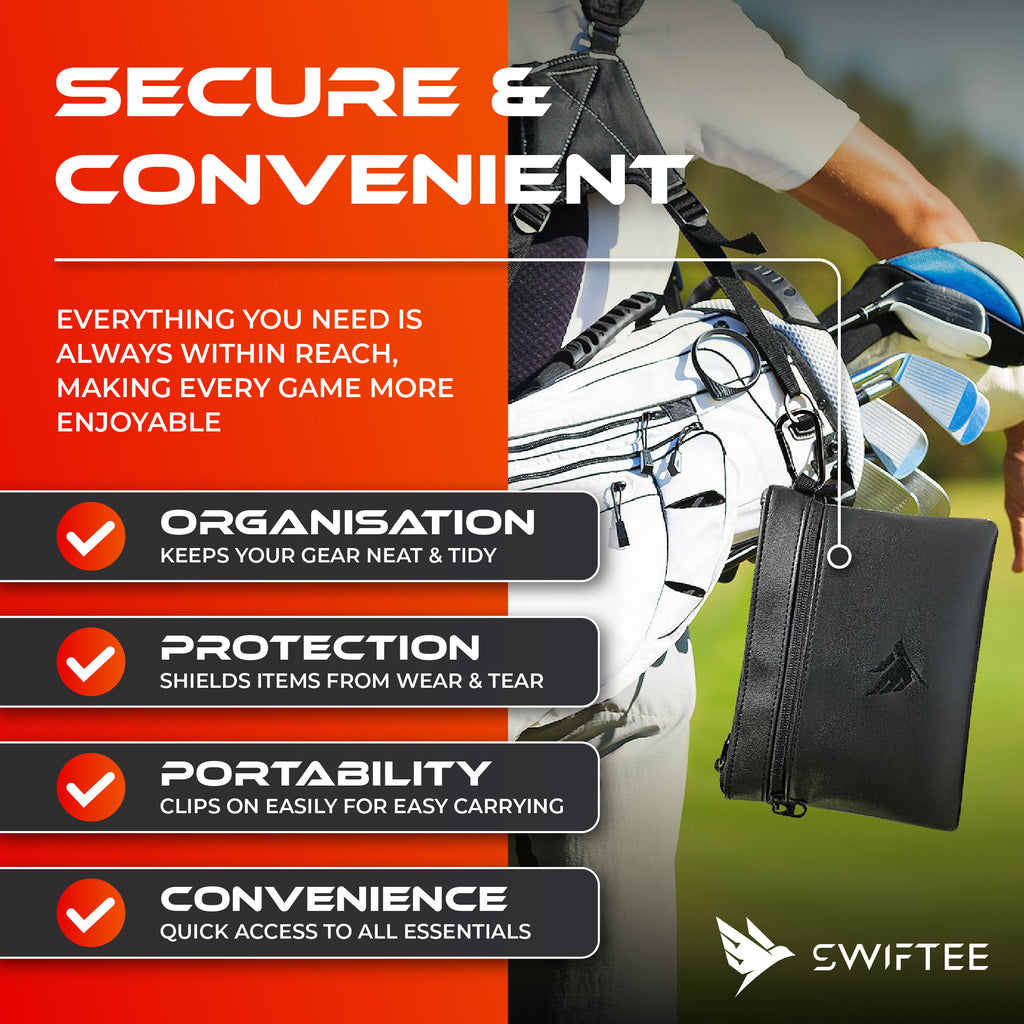 SWIFTEE Golf Valuables Pouch – Fleece Lined Accessory & Tee Storage Bag