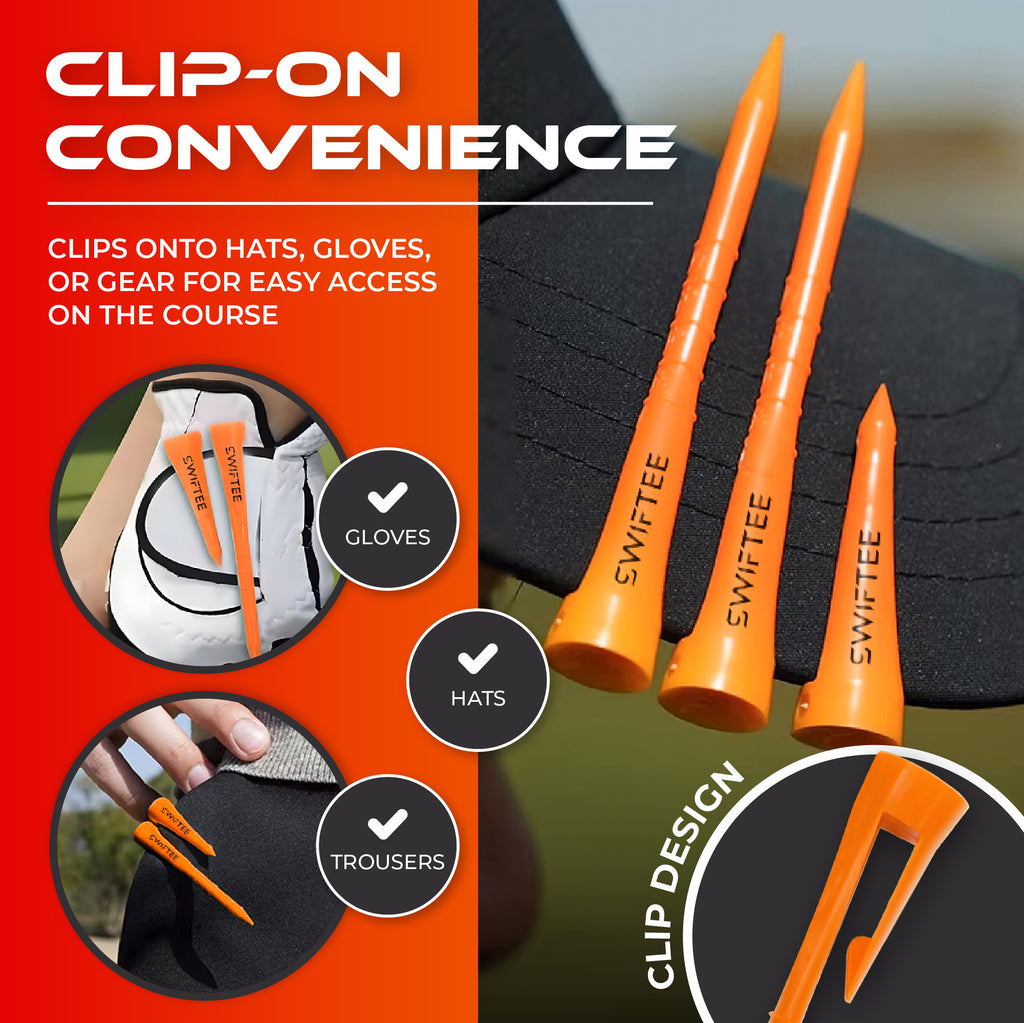 SWIFTEE Clip On Durable Golf Tee Tees With Height Markers - 5 x 70mm 5 x 40mm