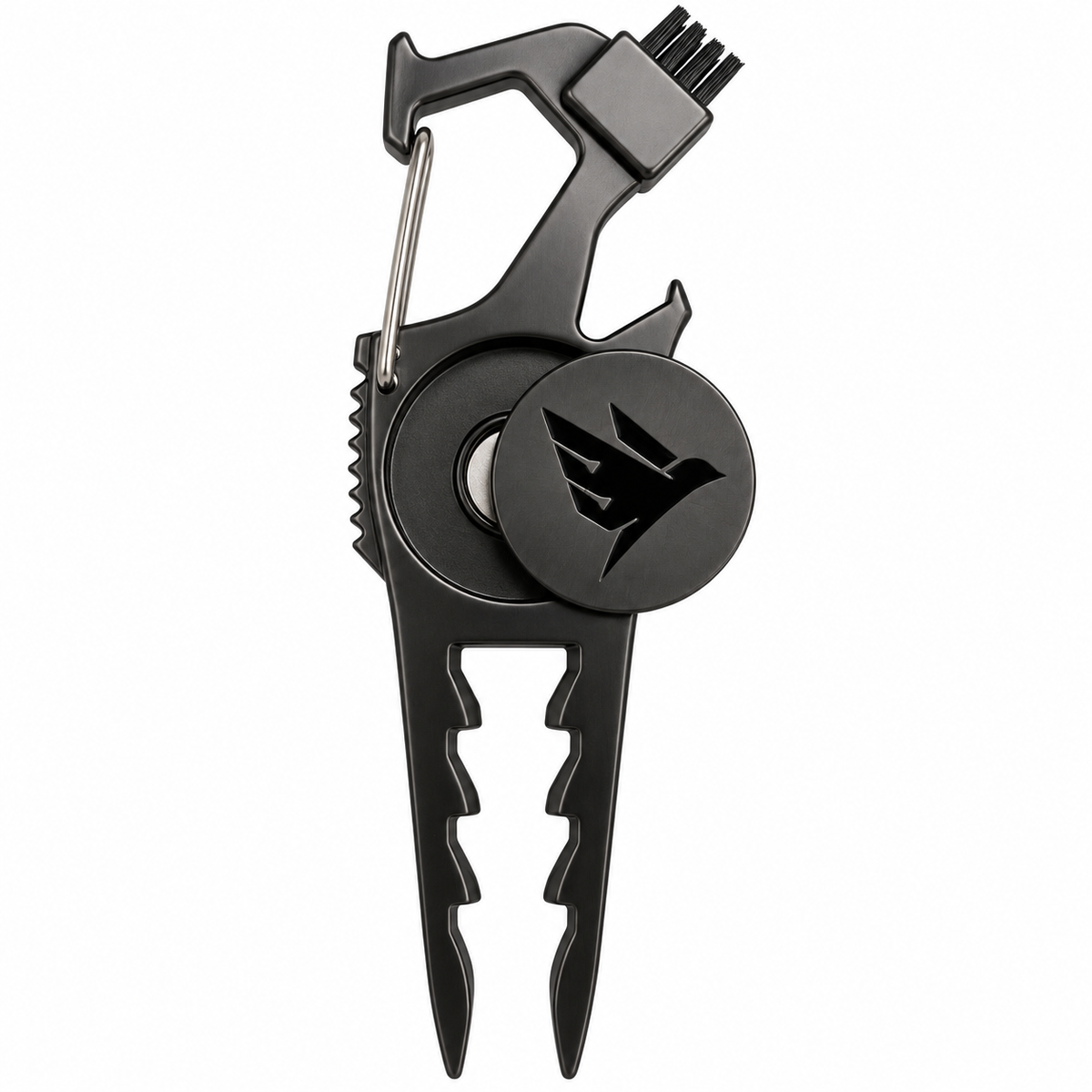 SWIFTEE 7-in-1 Height Marker Metal Golf Divot Tool - Tee Height Setter, Bottle Opener, Groove Cleaner, Brush, Club Holder, Clip, Ball Marker