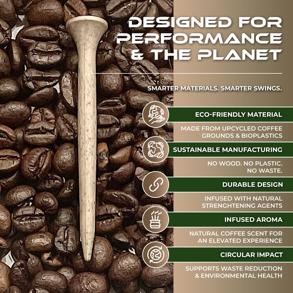 SWIFTEE Biodegradable Golf Tees – Recycled Coffee Grounds Eco Golf Tees - PGA Show Award Winner