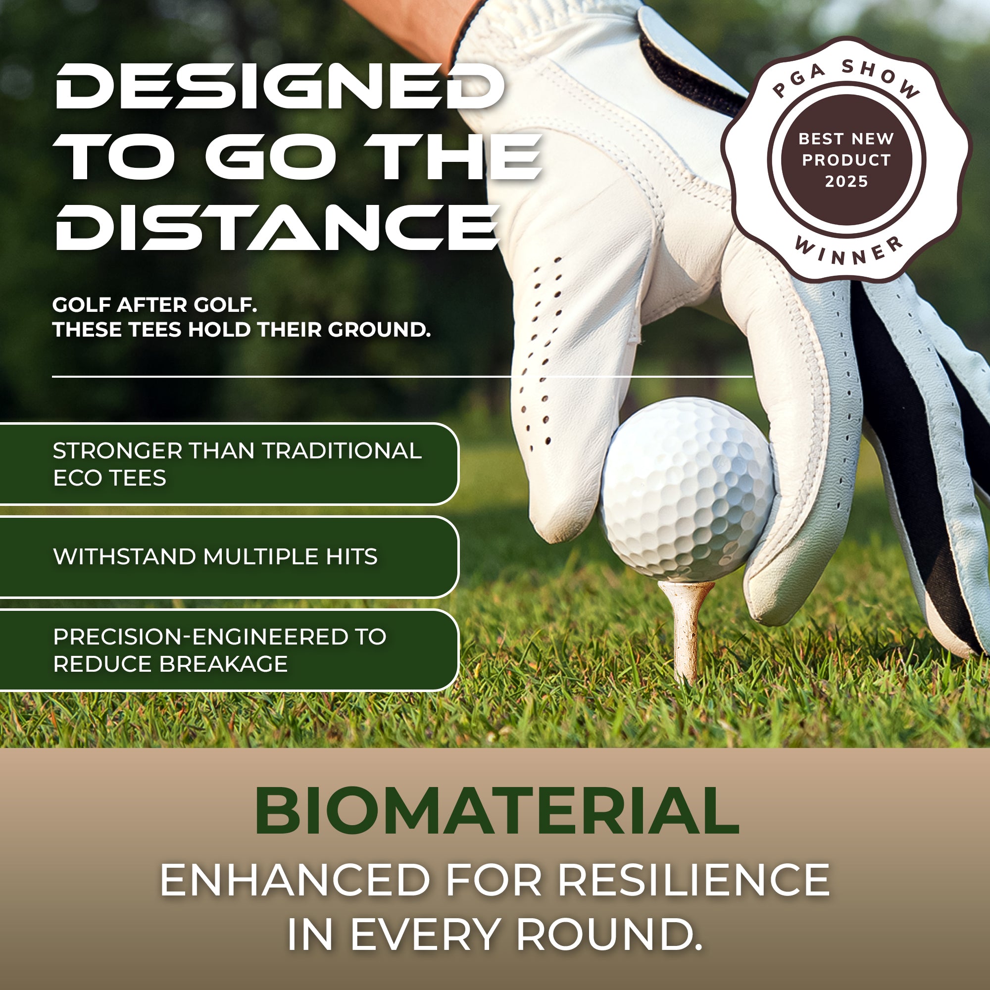 SWIFTEE Biodegradable Golf Tees - Made from Recycled Coffee Grounds - PGA Show Award Winner