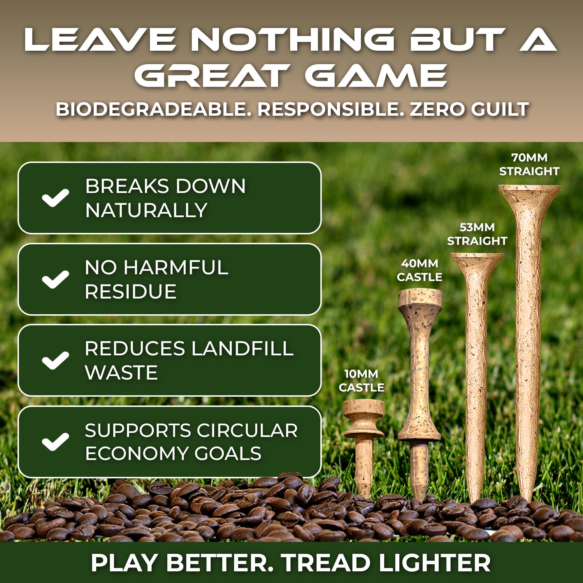 SWIFTEE Biodegradable Golf Tees – Recycled Coffee Grounds Eco Golf Tees - PGA Show Award Winner