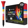 SWIFTEE Rainbow Golf Tees | Colour Coded Bamboo Golf Tees with Castle Tee Height References | Multi Height Golf Tee for Driver, Hybrid & Iron Shots | One Tee Zero Guesswork
