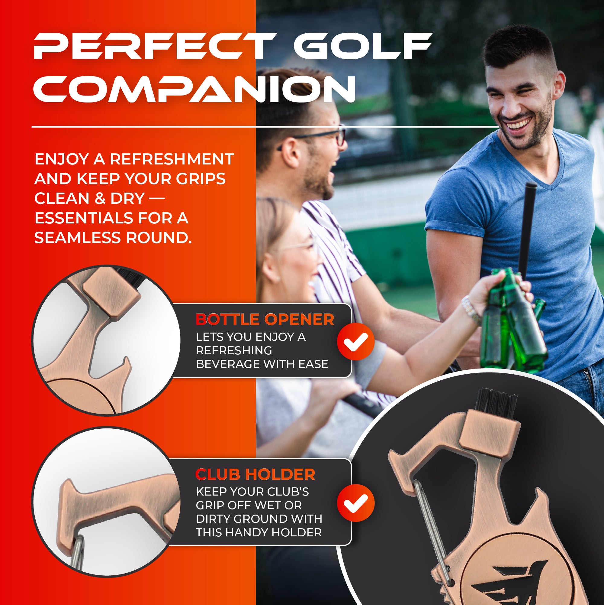 SWIFTEE Golf Divot Pitch Mark Repair Tool 7-in-1 Matte Black - Club Holder, Brush, Clip Buckle, Groove Cleaner, Bottle Opener, Ball Marker, Divot Tool - Gift Box Included