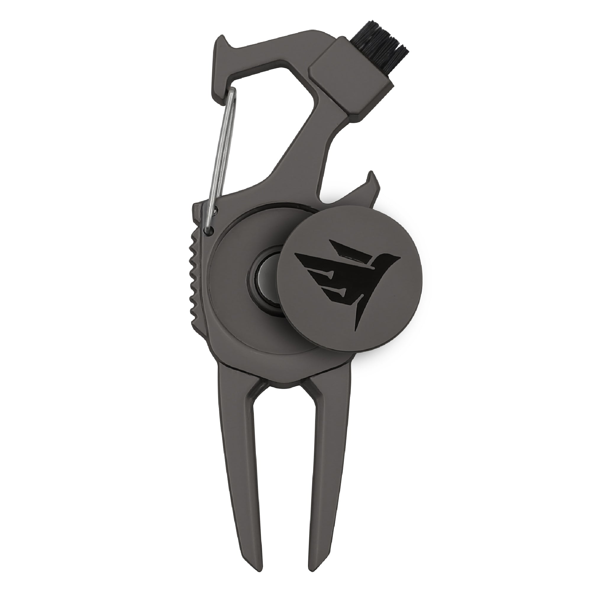 SWIFTEE Golf Divot Pitch Mark Repair Tool 7-in-1 Matte Black - Club Holder, Brush, Clip Buckle, Groove Cleaner, Bottle Opener, Ball Marker, Divot Tool - Gift Box Included