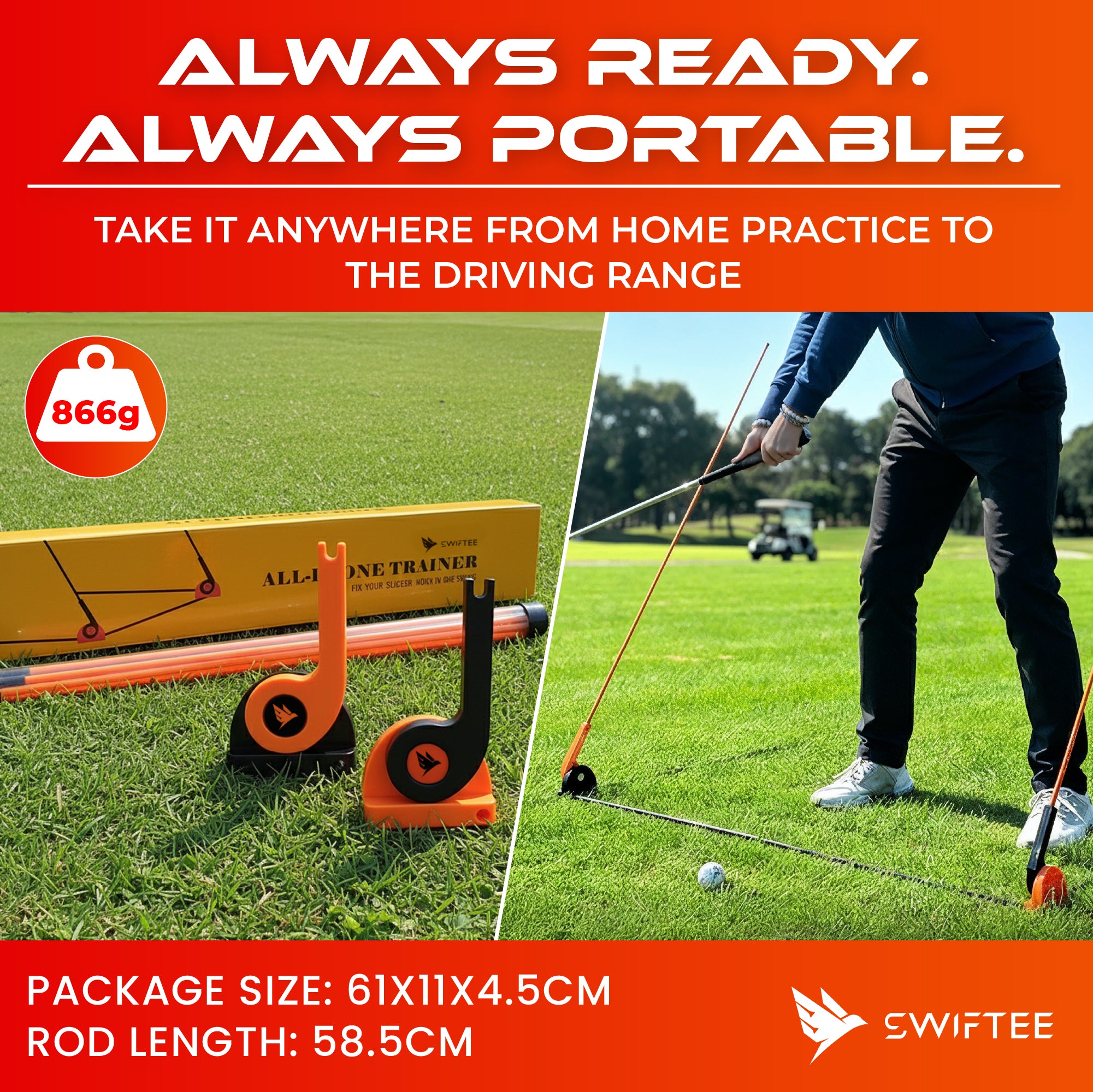 SWIFTEE Golf Alignment Trainer – Adjustable Swing & Putter Alignment Training Aid