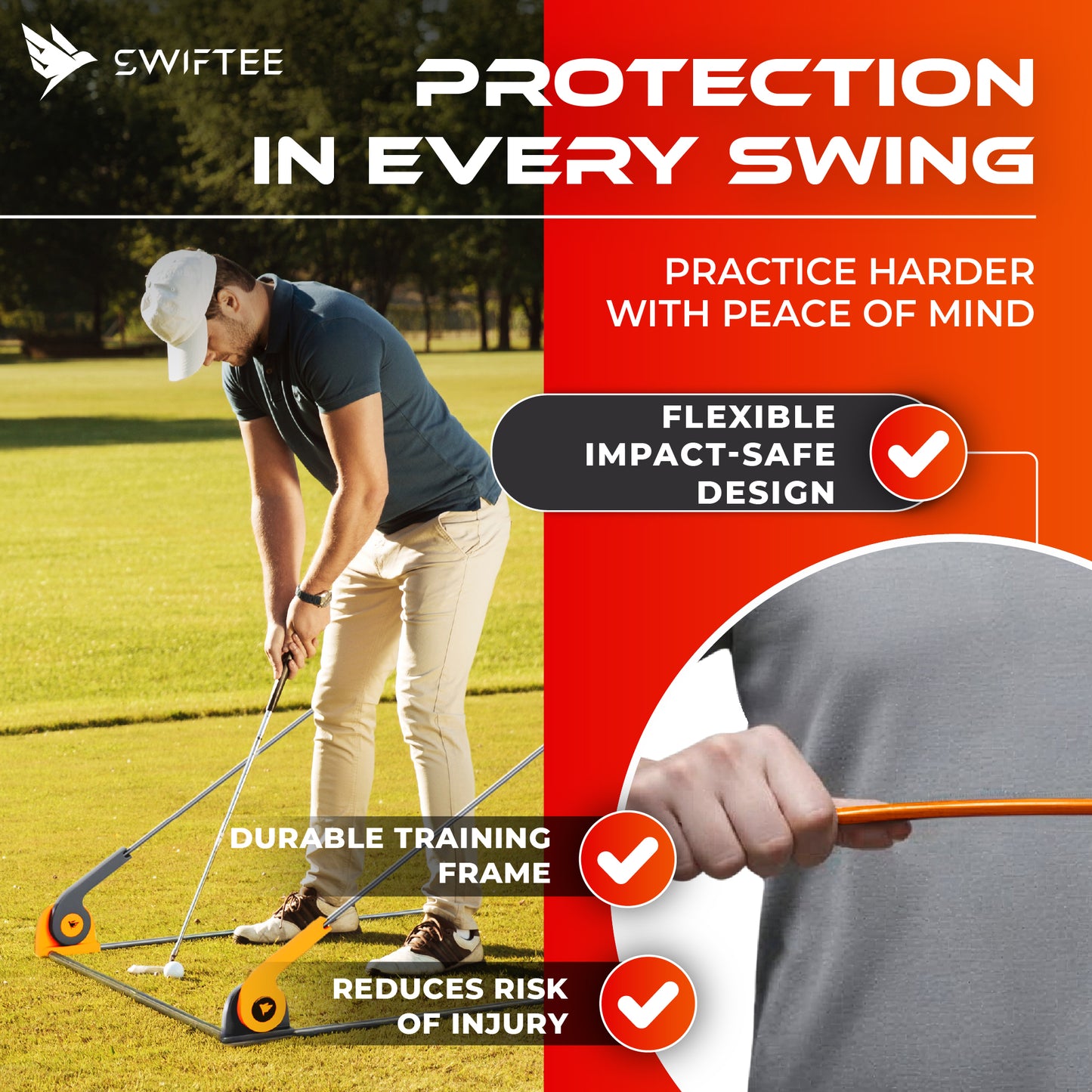 SWIFTEE Golf Alignment Trainer, All Plane Training Aid, Adjustable Swing and Putter Alignment Tool