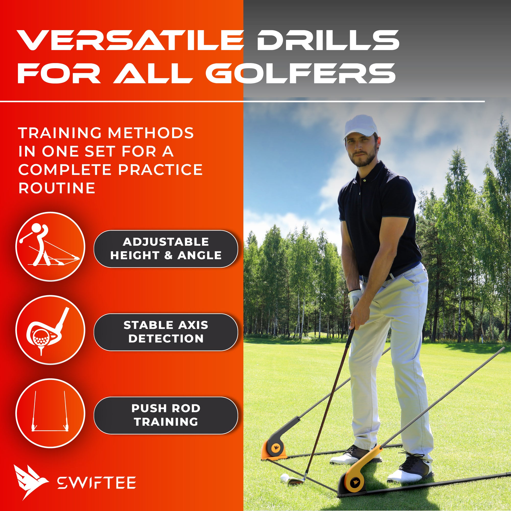 SWIFTEE Golf Alignment Trainer, All Plane Training Aid, Adjustable Swing and Putter Alignment Tool