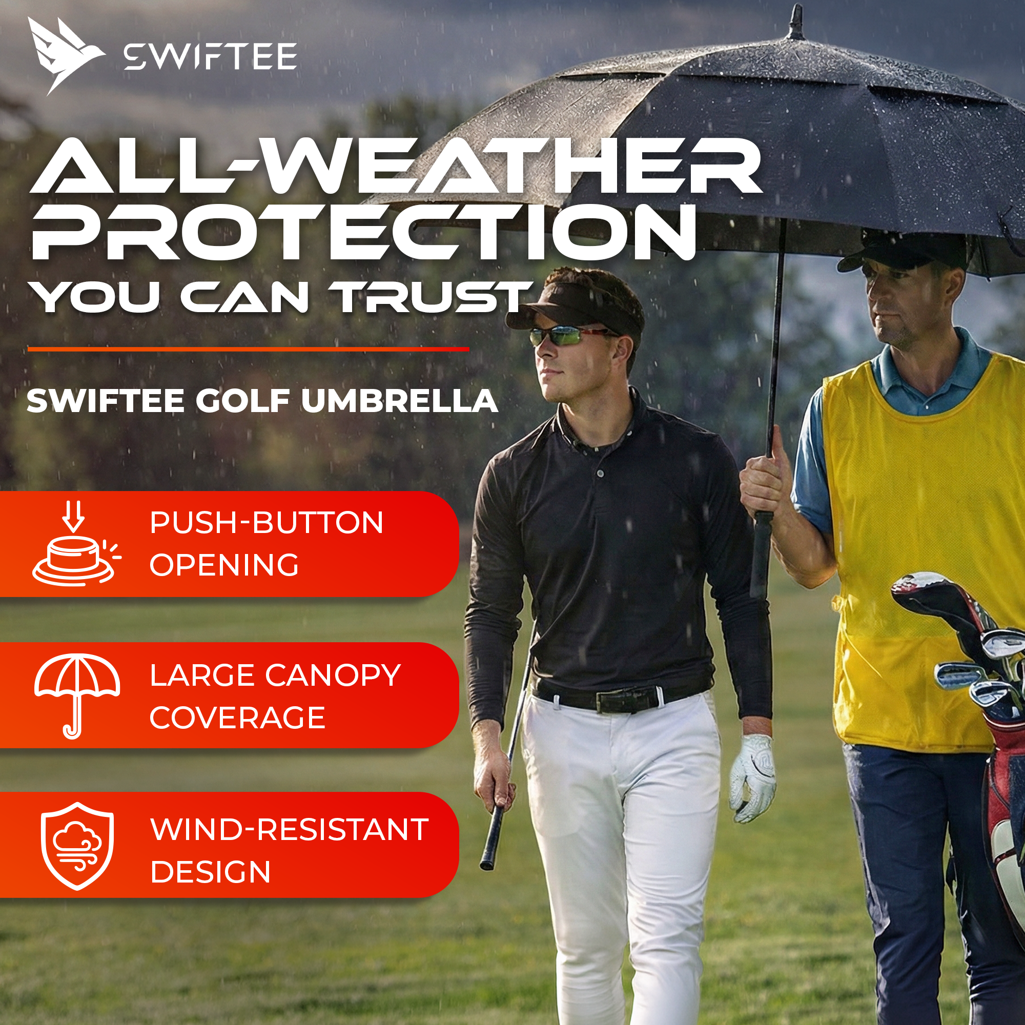 SWIFTEE 60 Inch Golf Umbrella – Windproof Automatic Large Waterproof Umbrella