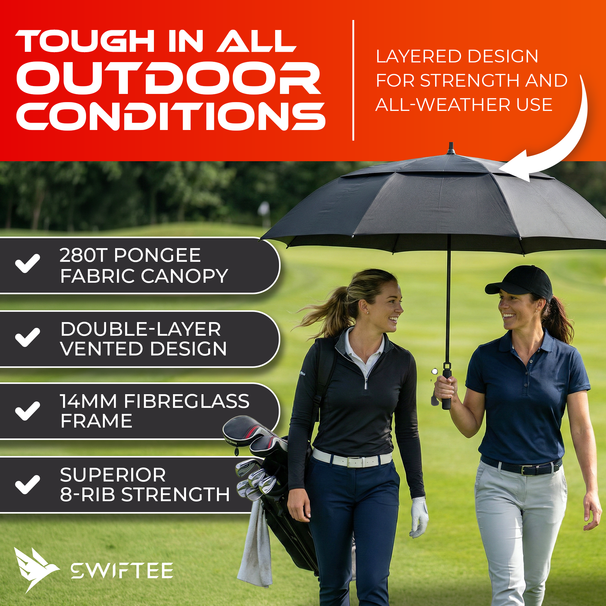 SWIFTEE 60 Inch Golf Umbrella – Windproof Automatic Large Waterproof Umbrella