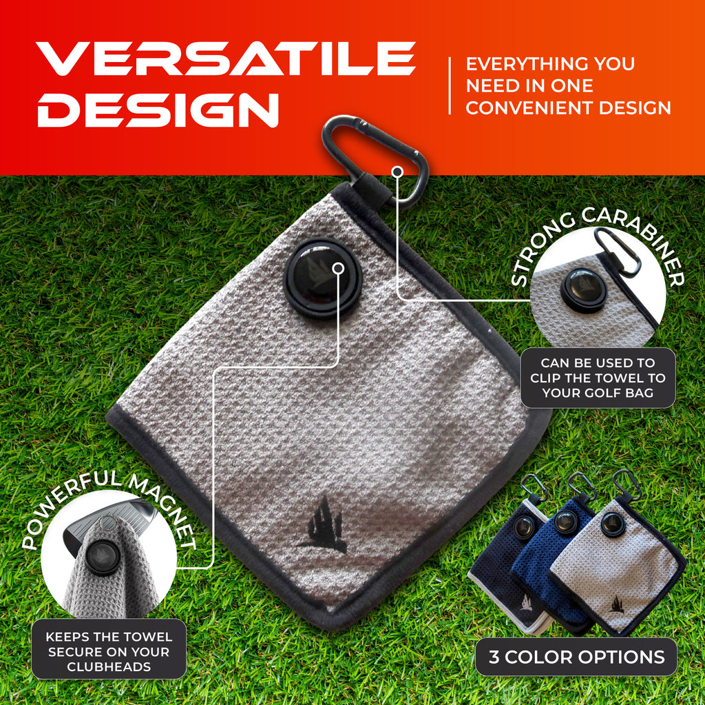 SWIFTEE Golf Pouch Towel – Wet & Dry Liner with Magnet, Ball Marker & Carabiner