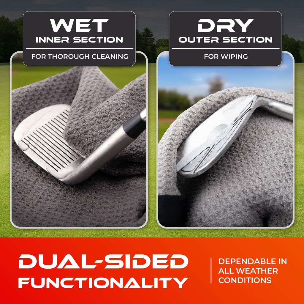 SWIFTEE Golf Pouch Towel – Wet & Dry Liner with Magnet, Ball Marker & Carabiner
