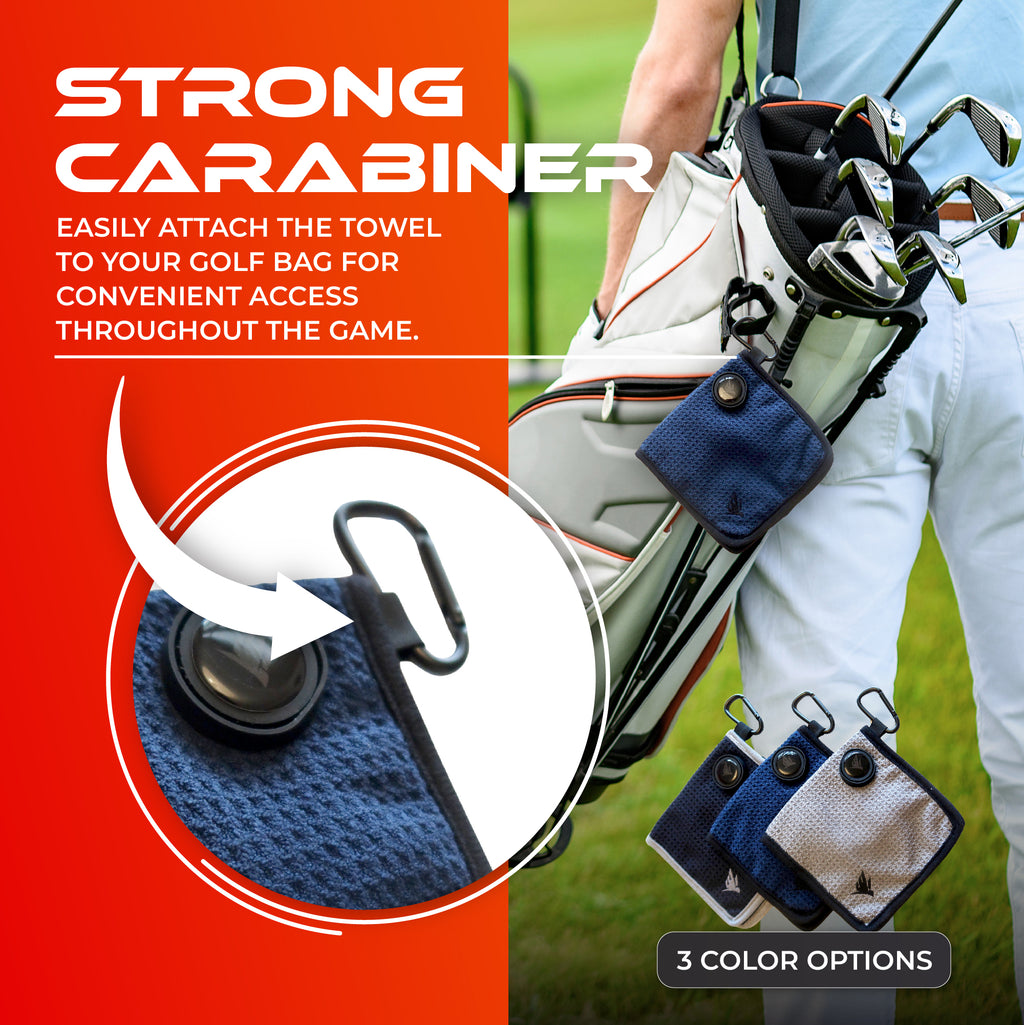 SWIFTEE Golf Pouch Towel – Wet & Dry Liner with Magnet, Ball Marker & Carabiner