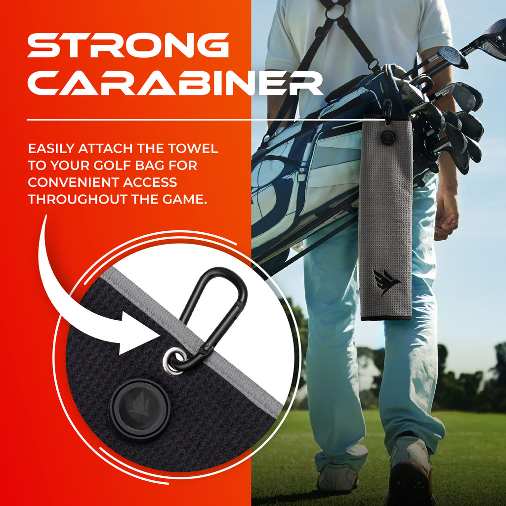 SWIFTEE Ultimate 4-in-1 Premium Golf Towel – Magnetic Clip, Brush & Ball Marker (Black)