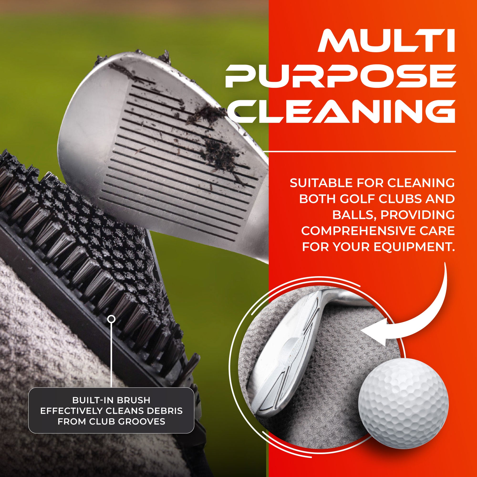 SWIFTEE Ultimate 4-in-1 Premium Golf Towel – Magnetic Clip, Brush & Ball Marker (Black)