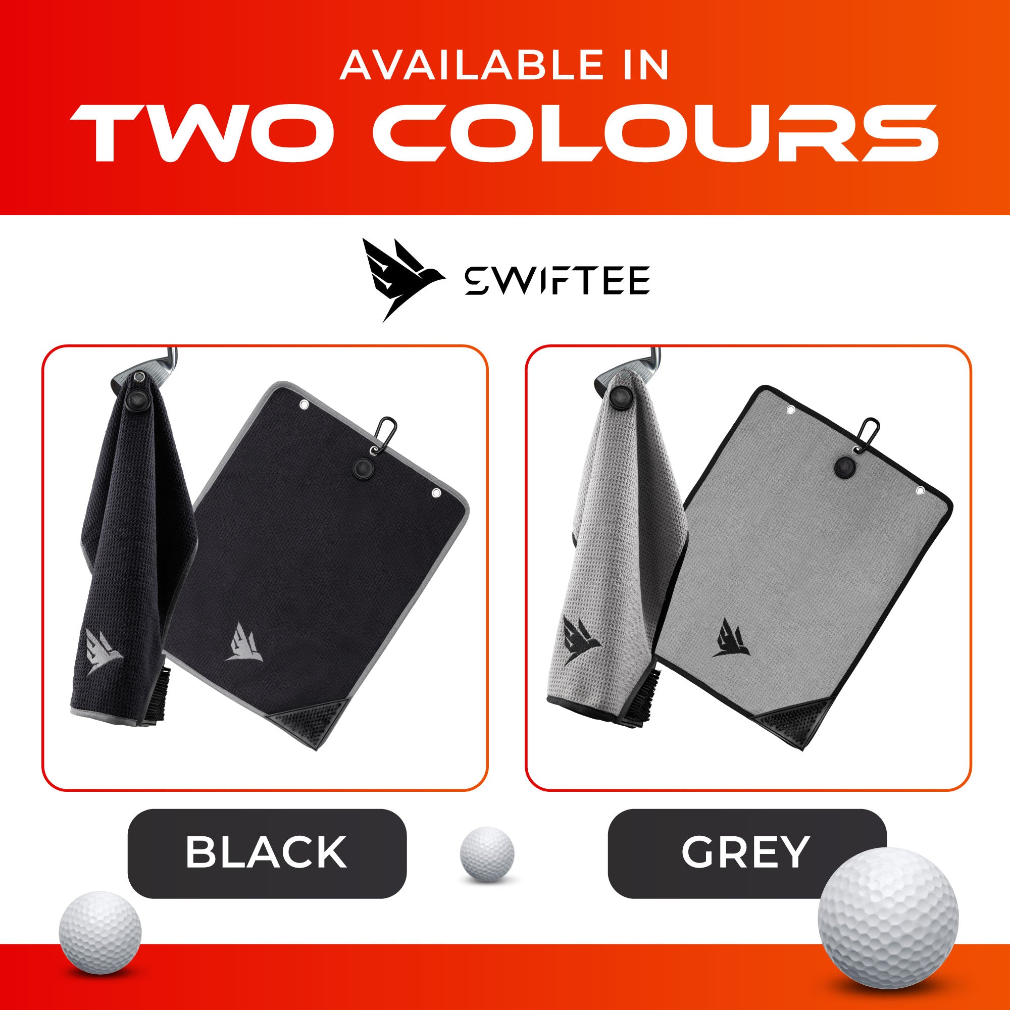 SWIFTEE Ultimate 4-in-1 Premium Golf Towel – Magnetic Clip, Brush & Ball Marker (Black)