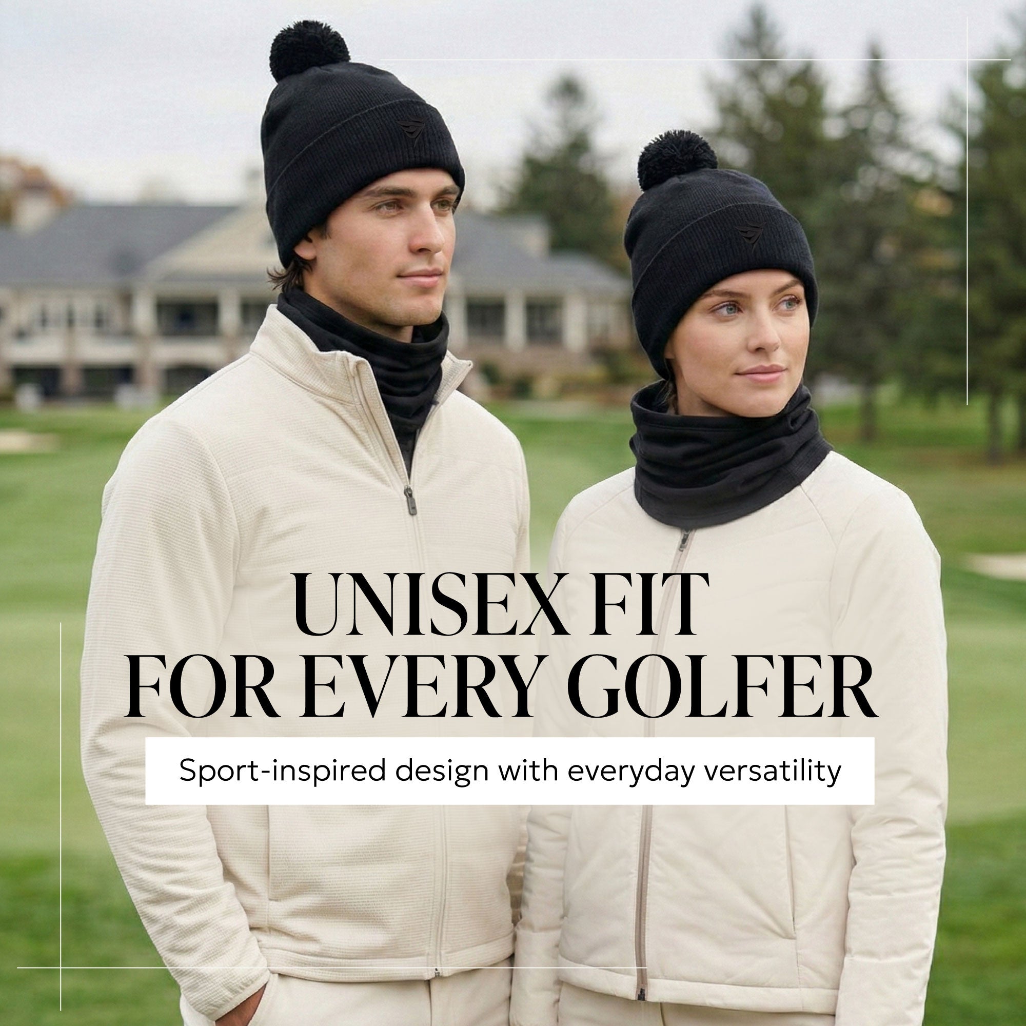 SWIFTEE Golf Pom Pom Beanie Hat & Snood Set – Winter Golf Beanie & Neck Warmer