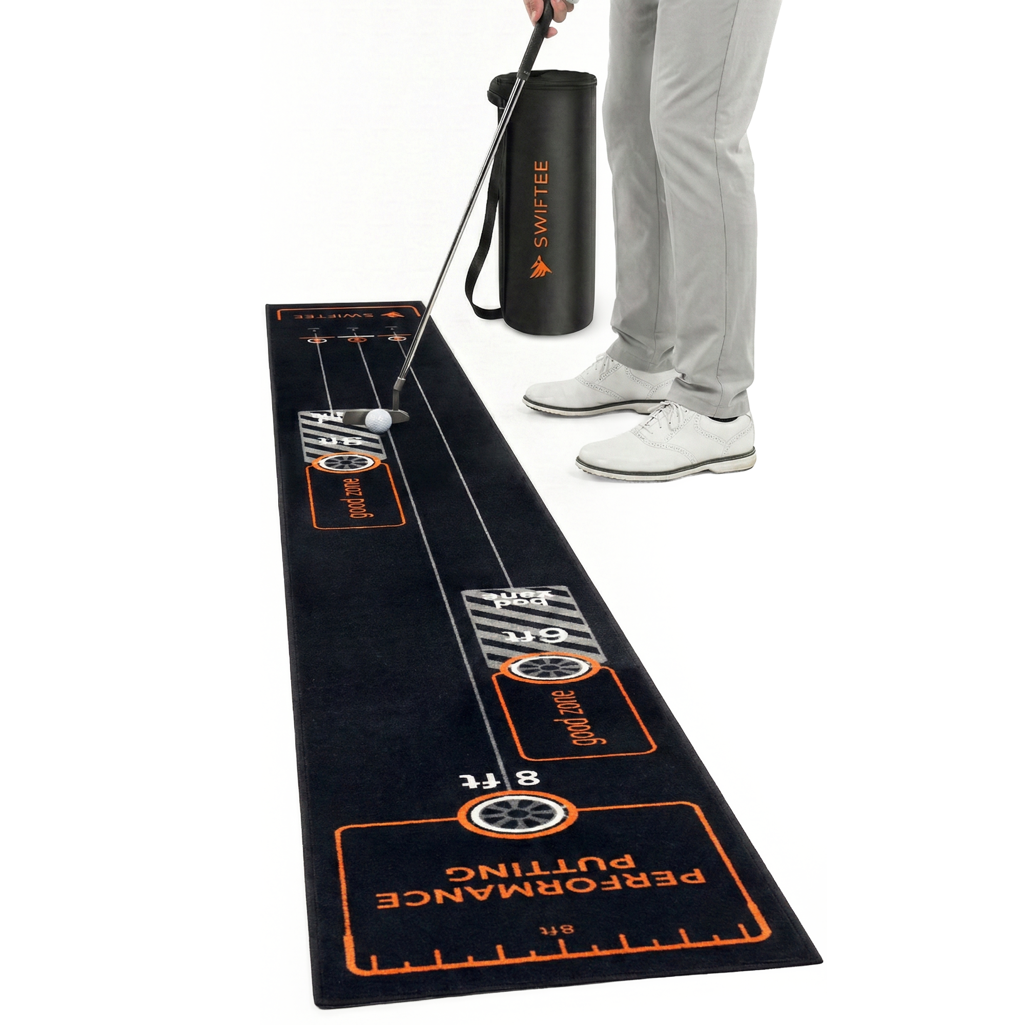 SWIFTEE 3m Golf Putting Mat Straight Line Trainer Distance Target Practice Training Aid