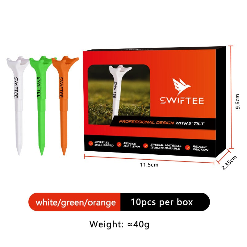SWIFTEE 5° Degree Premium Golf Tees 80mm – Extra Durable Low-Spin Tees for Longer Distance, Higher Launch & Reduced Slice – 4-Point Support, Precision Angle Design – 10 Pack