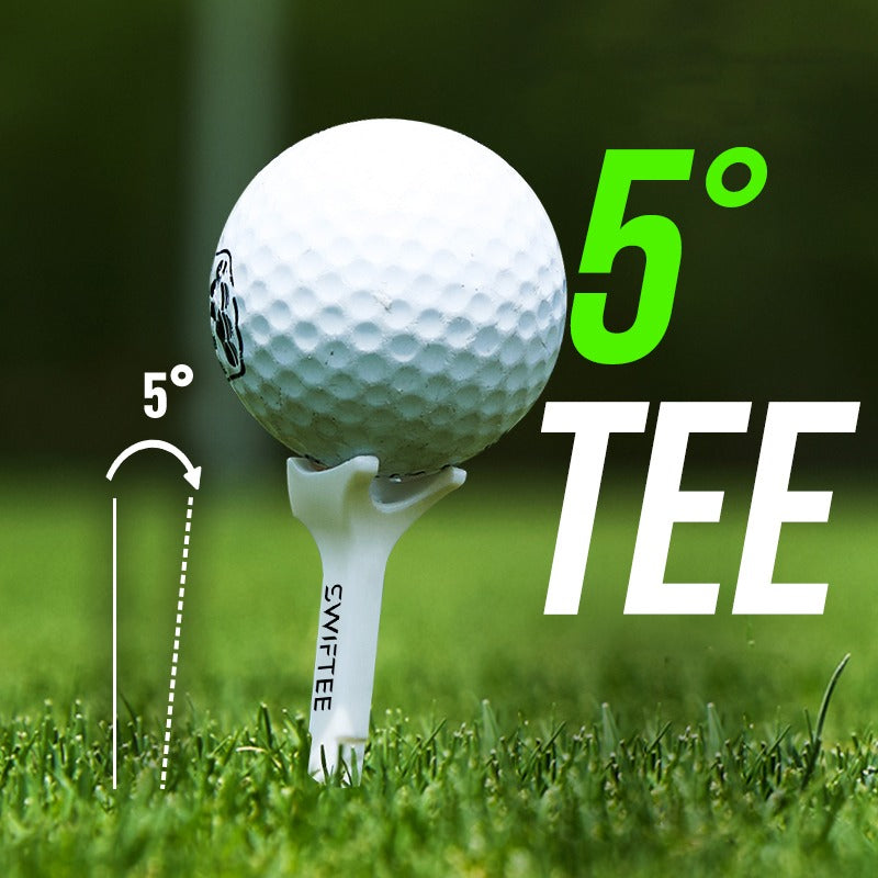SWIFTEE 5° Degree Premium Golf Tees 80mm – Extra Durable Low-Spin Tees for Longer Distance, Higher Launch & Reduced Slice – 4-Point Support, Precision Angle Design – 10 Pack