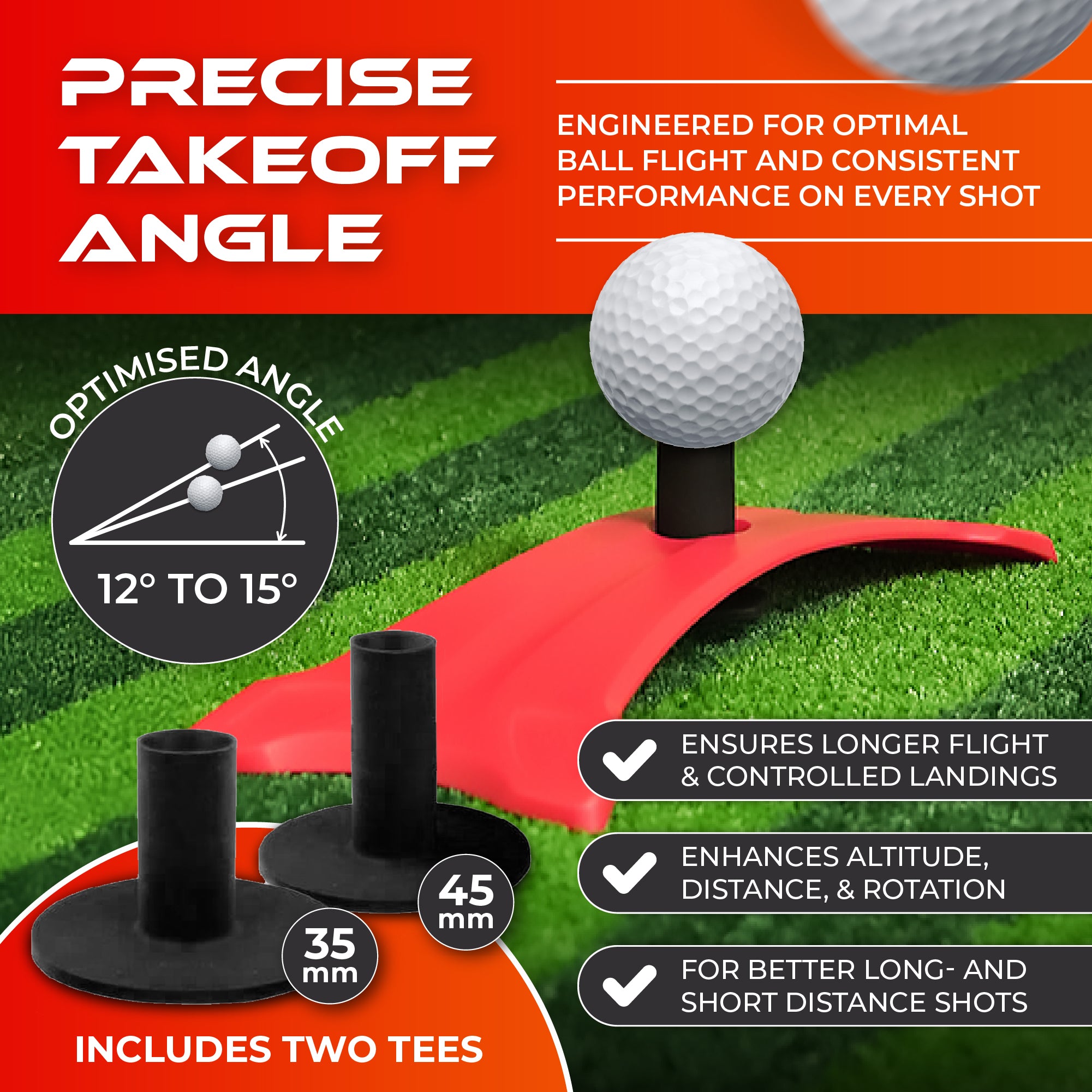 SWIFTEE X-TEE Rocket Launch Mat Pad Winter Rules Golf Plus 2 Rubber Tees